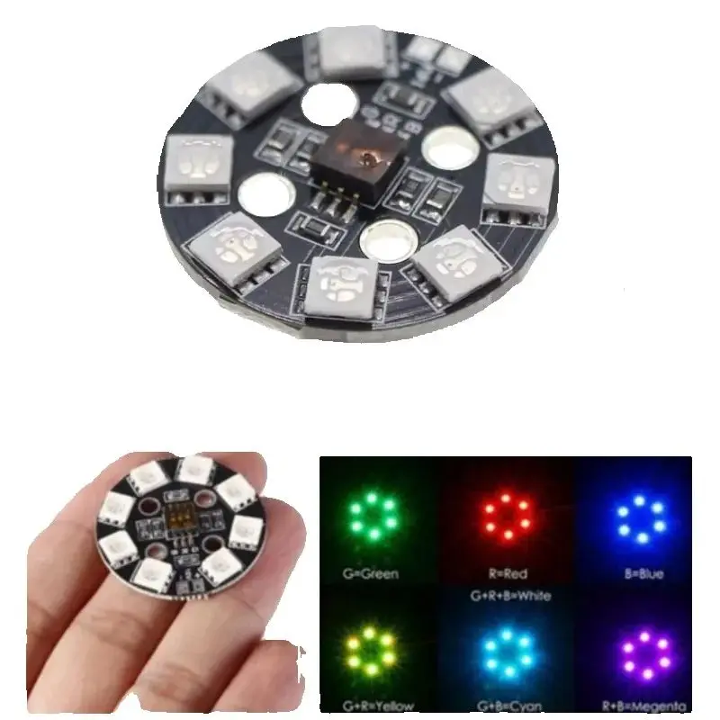 RC FPV Racing Drone LED Light Board 7 Color RGB Round Plate 5050 X8 -16V For Multicopter F17710 DIY Electronic Kit Quadcopter