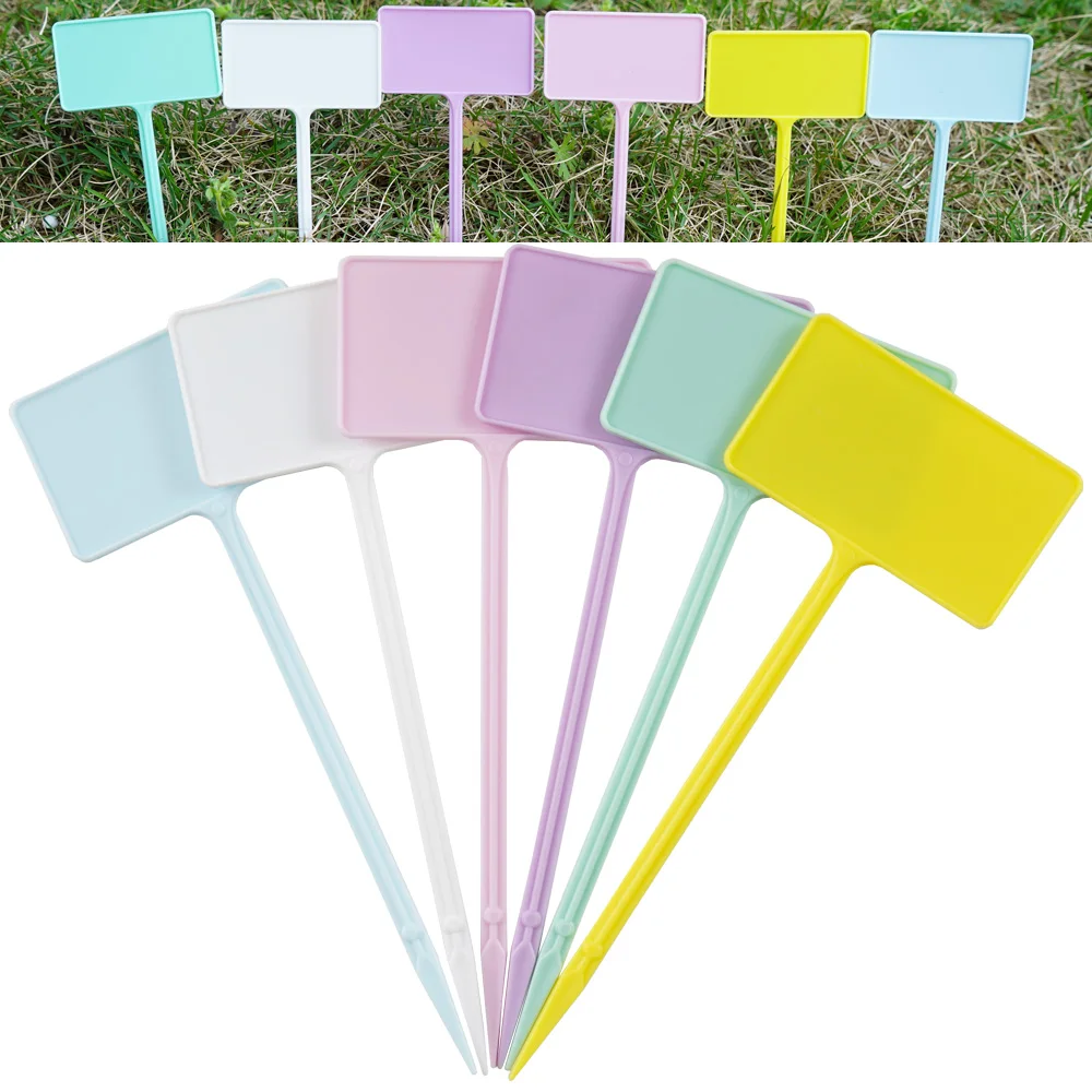 T-Type Garden Plant Labels Markers Nursery Gardening Tag Stakes Waterproof Re-Usable Flower Orchard Multicolor Decorate Sign