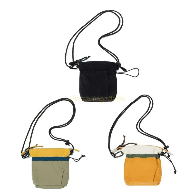 

X90D Women Shoulder Bag Contrast Color Small Bag Fashion Messengers Bag Drawstring Crossbody Bag for Commuting
