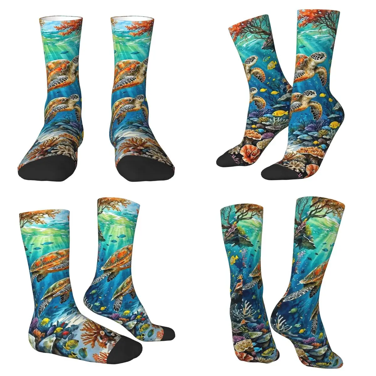 

Fantasy Ocean Happy Turtle Socks Harajuku Soft Stockings All Season Long Socks Accessories for Man's Woman's Birthday Present