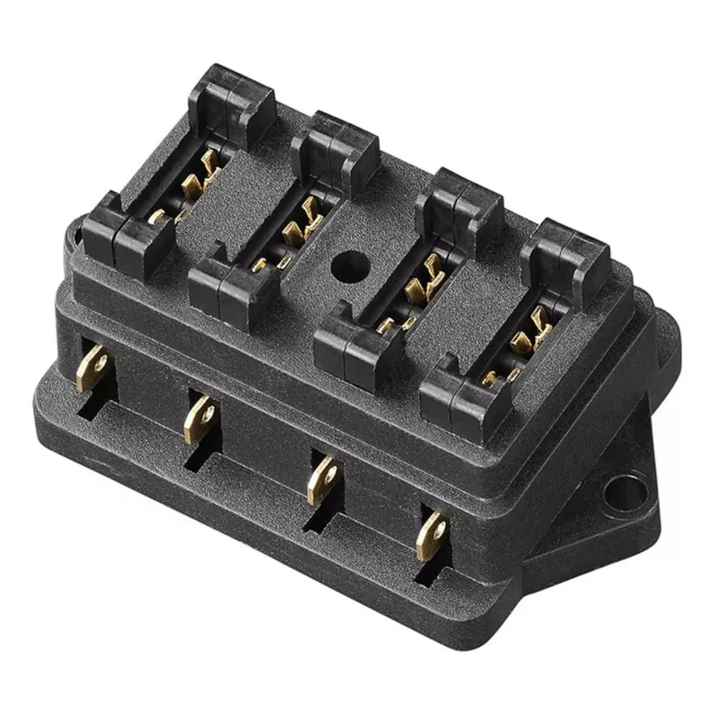 Black Fuse Carrier ATO ATC In-Line 4-Way Fuse Box Holder With 4 Fuse Blades Fuse Holder Block For Truck For Boat For Motorcycle