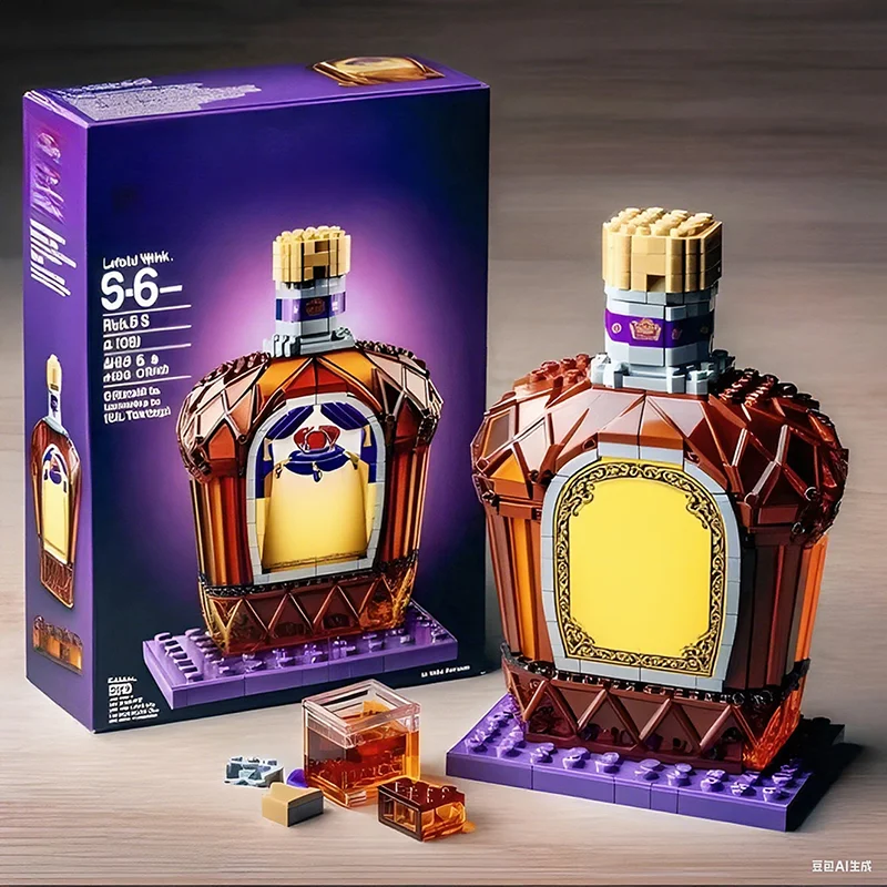 Creatieve whiskyfles bouwstenen, 3D-puzzel DIY-modelsets voor volwassenen, thuisbardecoratie, 11 stijlen beschikbaar