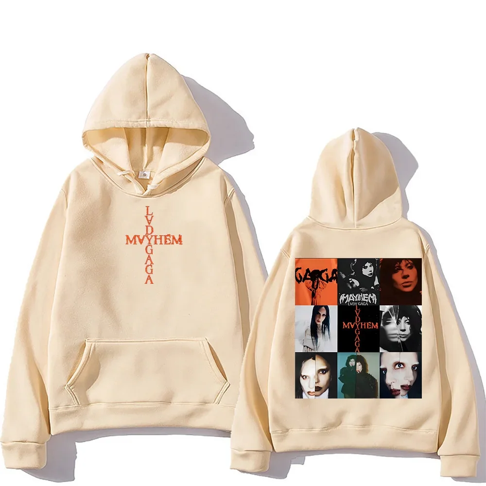 ليدي غاغا الفوضى ألبوم جديد 2025 هوديس موضة الرجال/النساء Harajuku ريترو الجرافيك البلوفرات الهيب هوب للجنسين بلوزات فضفاضة هودي