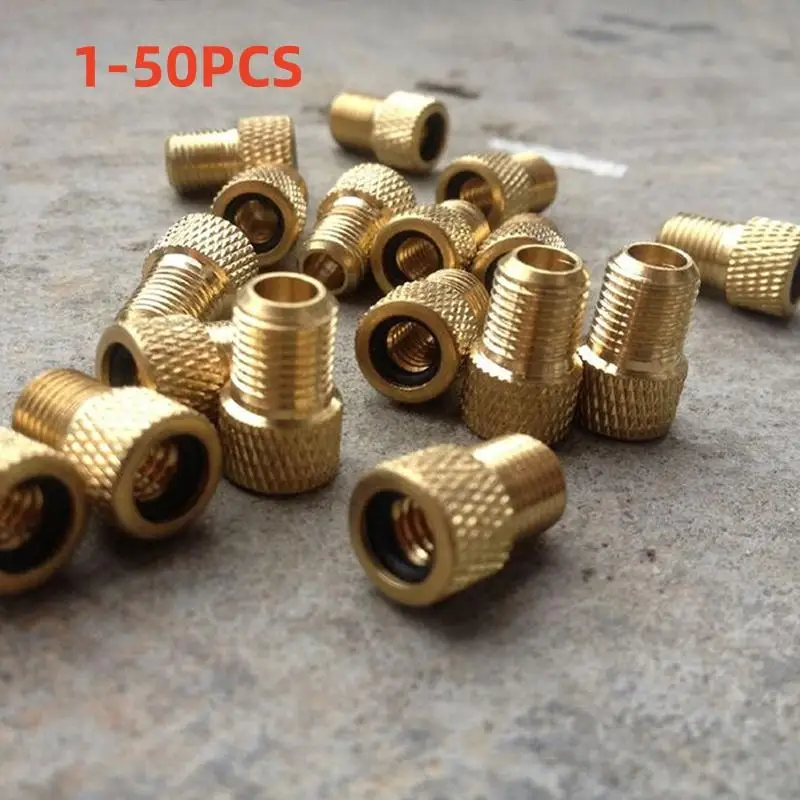 1/5/10/20/50PCS Valve Adapter Bike Value Converter Presta To Schrader Golden Bike Tire French Valve Adapter