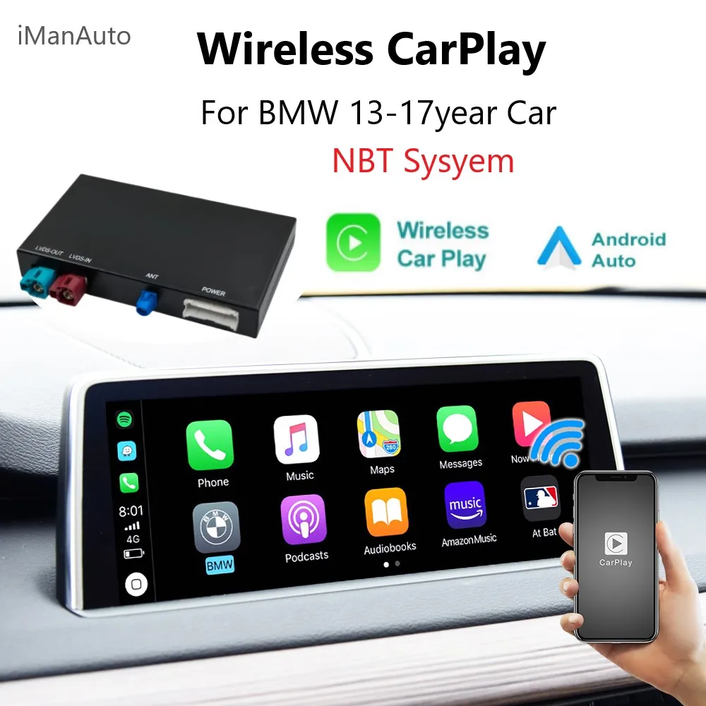 iManAuto Wireless CarPlay Module For BMW NBT 3 5 X5 F15 X1 X3 F25 F48 2014-2017 Android Auto Mirror Link Rear Camera Car Play