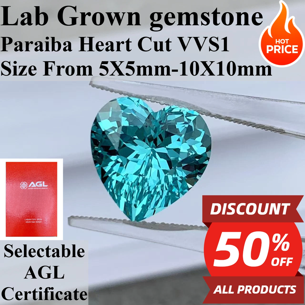 

Paraiba Heart Cut VVS Lab Grown Gemstone AGL Certified DIY Advanced Jewelry Making Inlay For Ring Necklace Bracelet Accessories