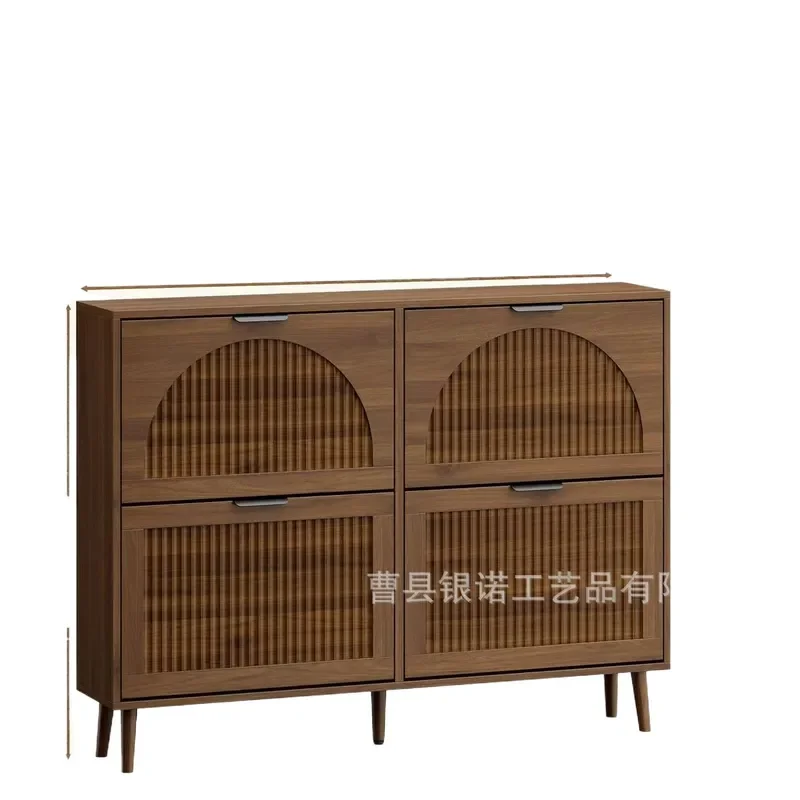 Vintage Wooden Floor to Ceiling Shoe Cabinet 4 Tier Large Capacity Storage Locker for Home Entryway Organization