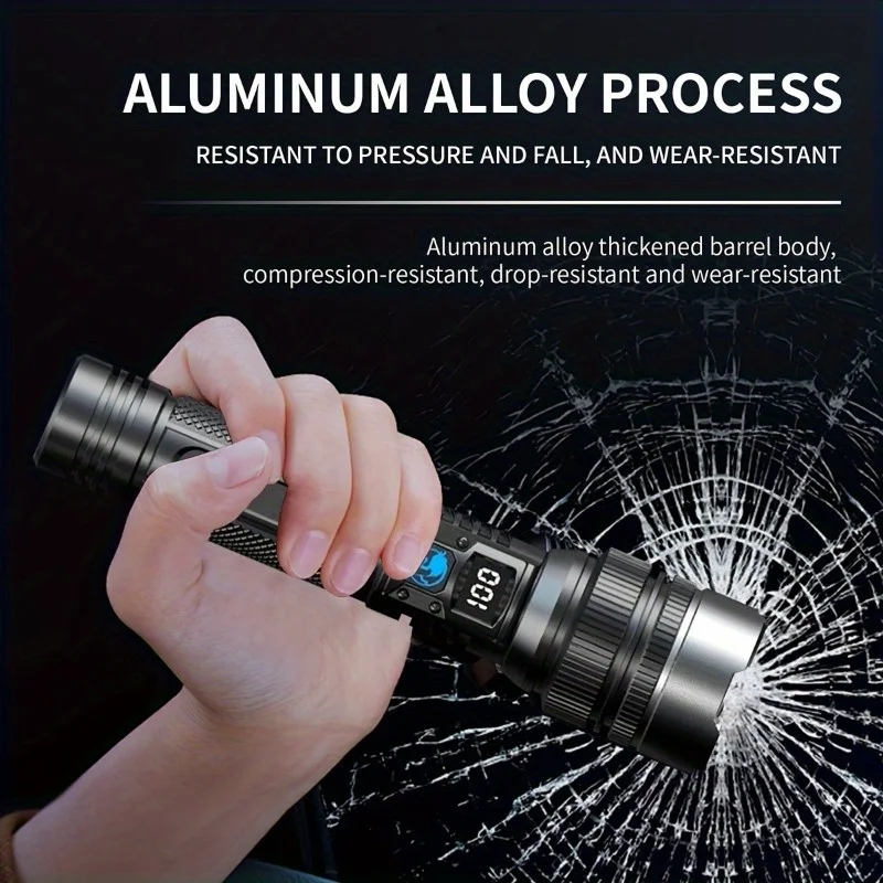 Ultra Bright 3000 Lumens USB Rechargeable LED Flashlight High Power Telescopic Zoom Durable Aluminum Design for Work Patrol