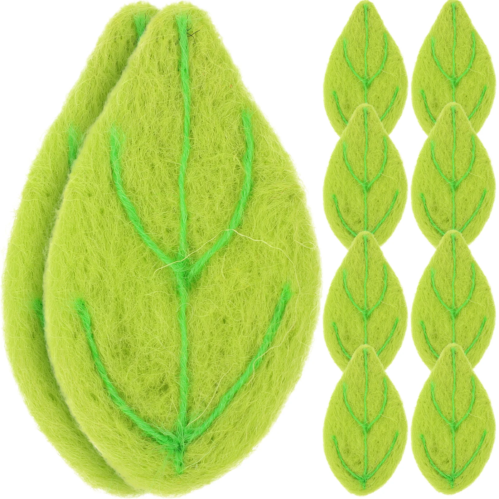 

10Pcs Green Leaf Felt Charms Lovely DIY Craft Decorations Hairpin Brooch Sewing Accessories for Hair Clips Wall Party Decor
