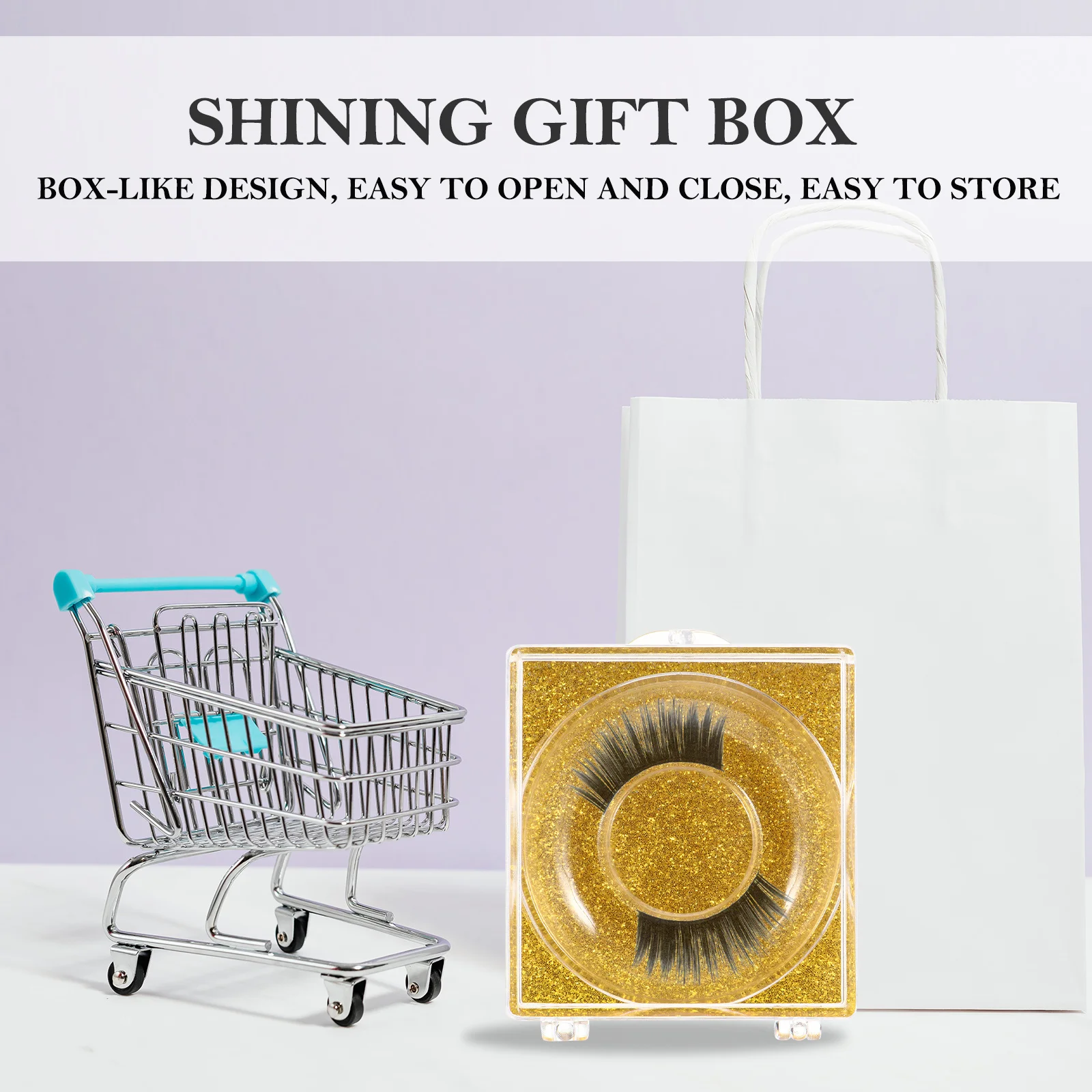 

6Pcs Transparent False Eyelash Case Plastic Lash Box Glitter Storage Organizer Portable Lash Tray Holder False Eyelash Case