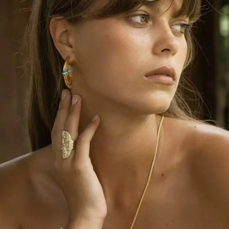 

Серьги-гвоздики Jenny&dave с бирюзовыми бусинами, многослойные, с медным покрытием, серебро 925 пробы, женские серьги-каффы