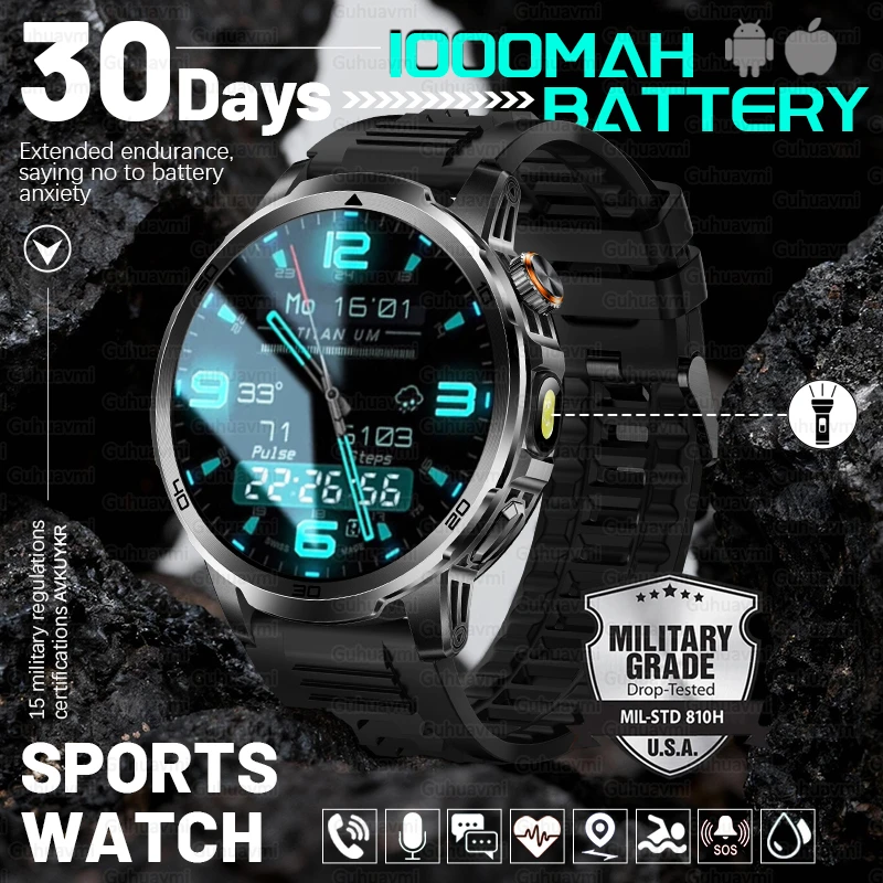 

New T-Rex3 Ultra 1000mAh Battery Smart Watch 5ATM Waterproof Voice Call Flashlight Sports tracker Outdoors Military Smartwatches