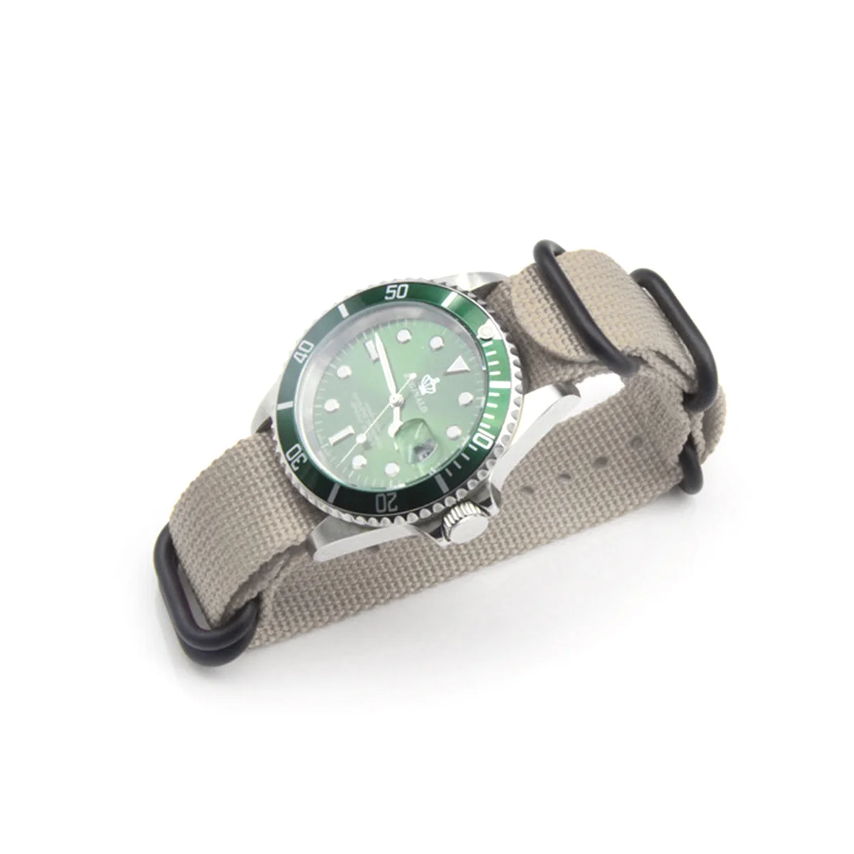 

22mm Watch Strap Webbing Durable 2-Joint Nylon Watch Band Wristband for Watch Replacement (Khaki with Black Buckle)