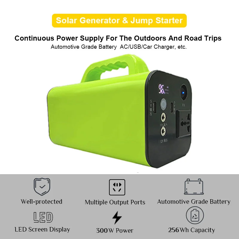 Générateur solaire de centrale électrique portable, banque d'alimentation, alimentation de secours, camping en plein air, K36C, 300W, 256Wh, 80000mAh, 220V