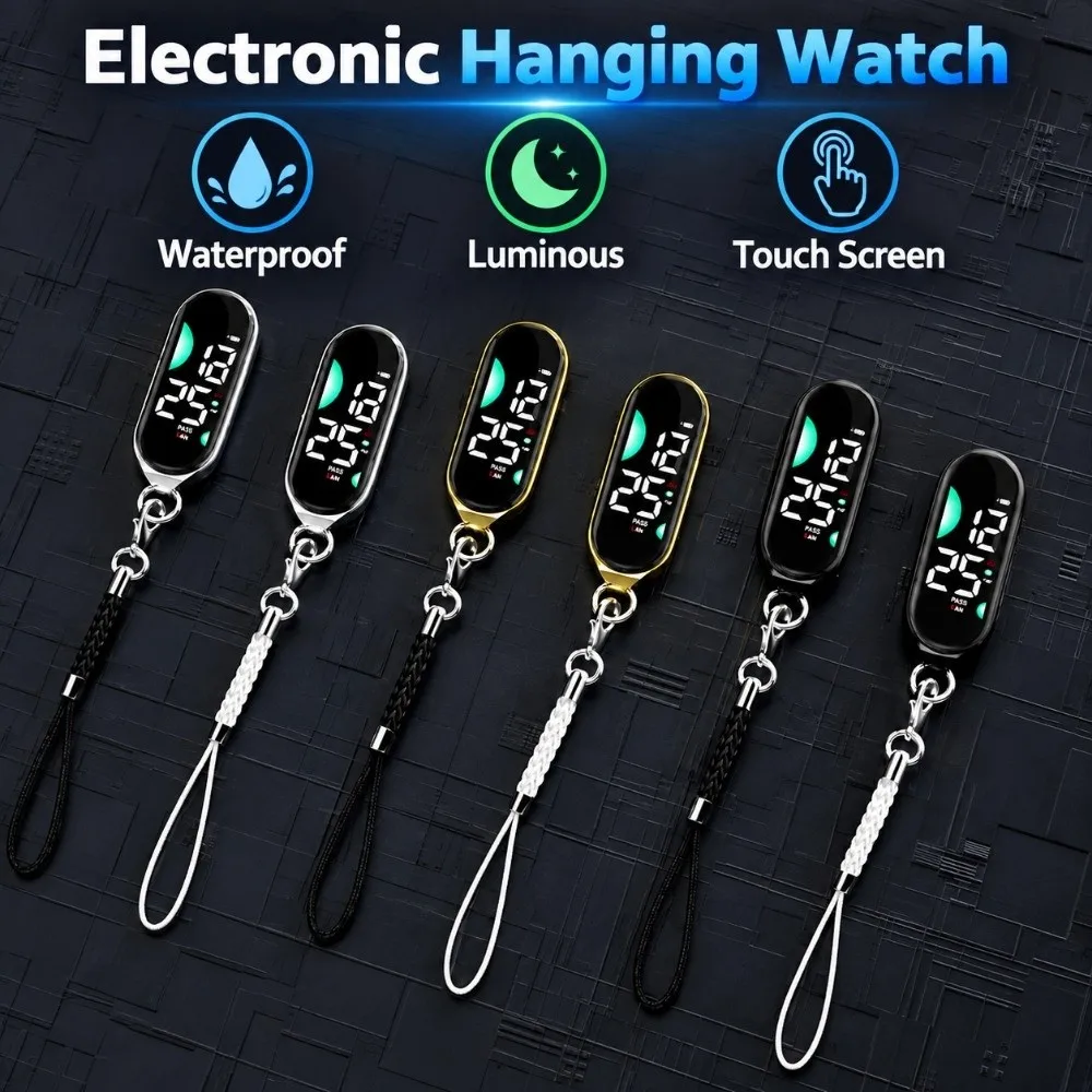 Silent Electronic Hanging Watch Waterproof Luminous School Clock Digital Display Small Pendant Keychain Watch Bag Decoration