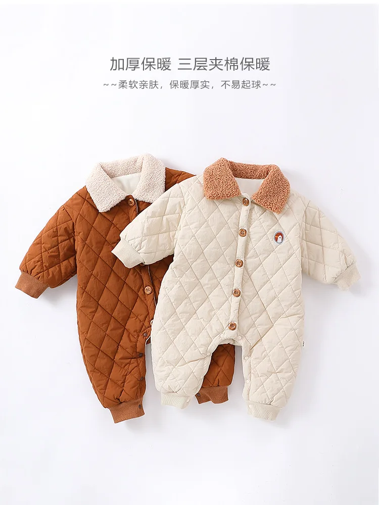 

Jenny&Dave Newborn baby winter new western-style jumpsuit for both male and female babies to go out and keep warm. Heatshirt and