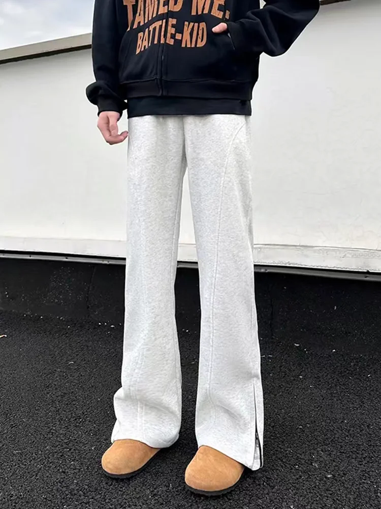 

American Sle Retro Angle Cut Zipper Sweatpants Men's Spring Autumn Cleanfit Knife Pants Drape Straight Sport Pants