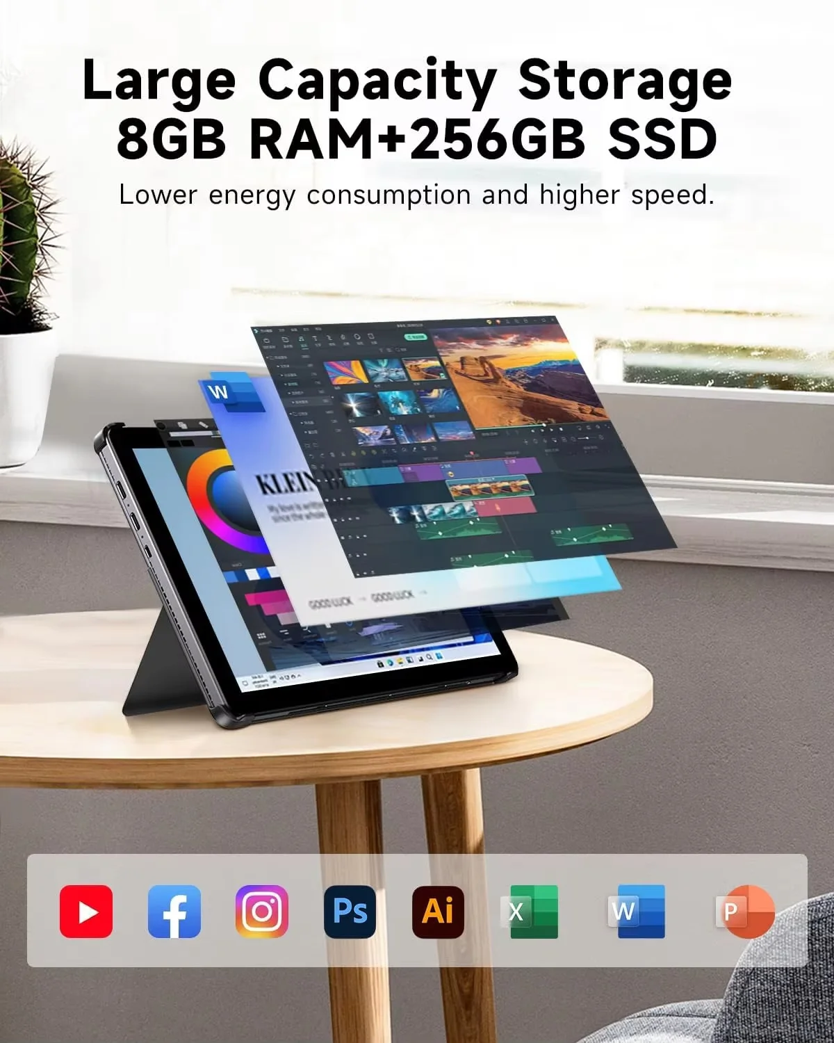 Tablettes CHUWI Hi10 X2 10,1'' Dual-Core Intel Core i3 (jusqu'à 3,9 GHz) 8 Go de RAM 256 Go SSD Tablette PC Windows 4K Micro Windows 11 WIFI6