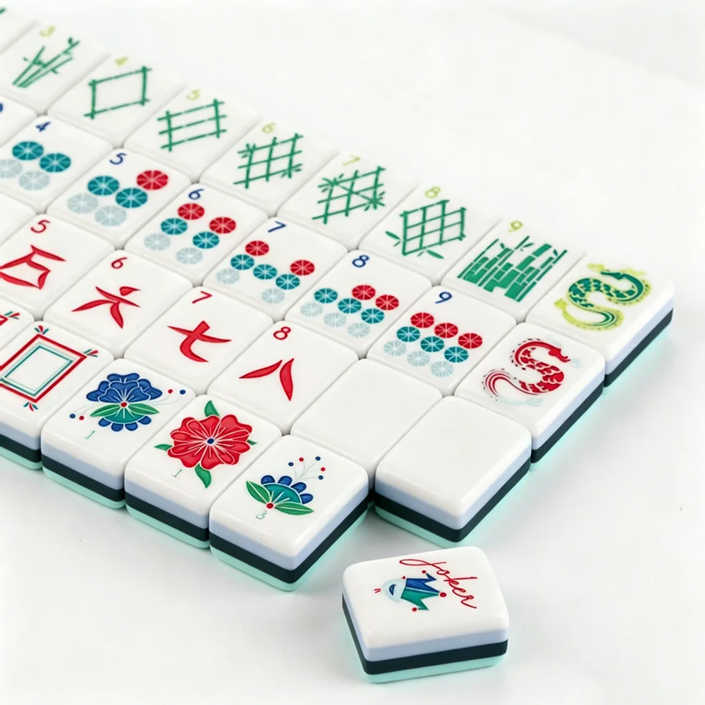 Four-Layer Green Acrylic 160 European/American Mahjong Tiles Mini Portable Travel Mahjong Set for Family Leisure Game Sa05919597b1441a99a31ed38a7d83efbt