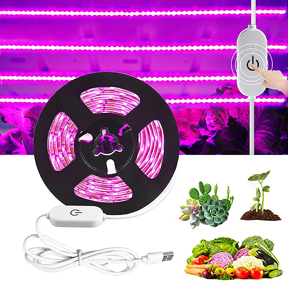 Somymore espectro completo led planta crescer luzes tira interruptor de toque inteligente crescer luzes para plantas frutas e vegetais colheita lâmpada