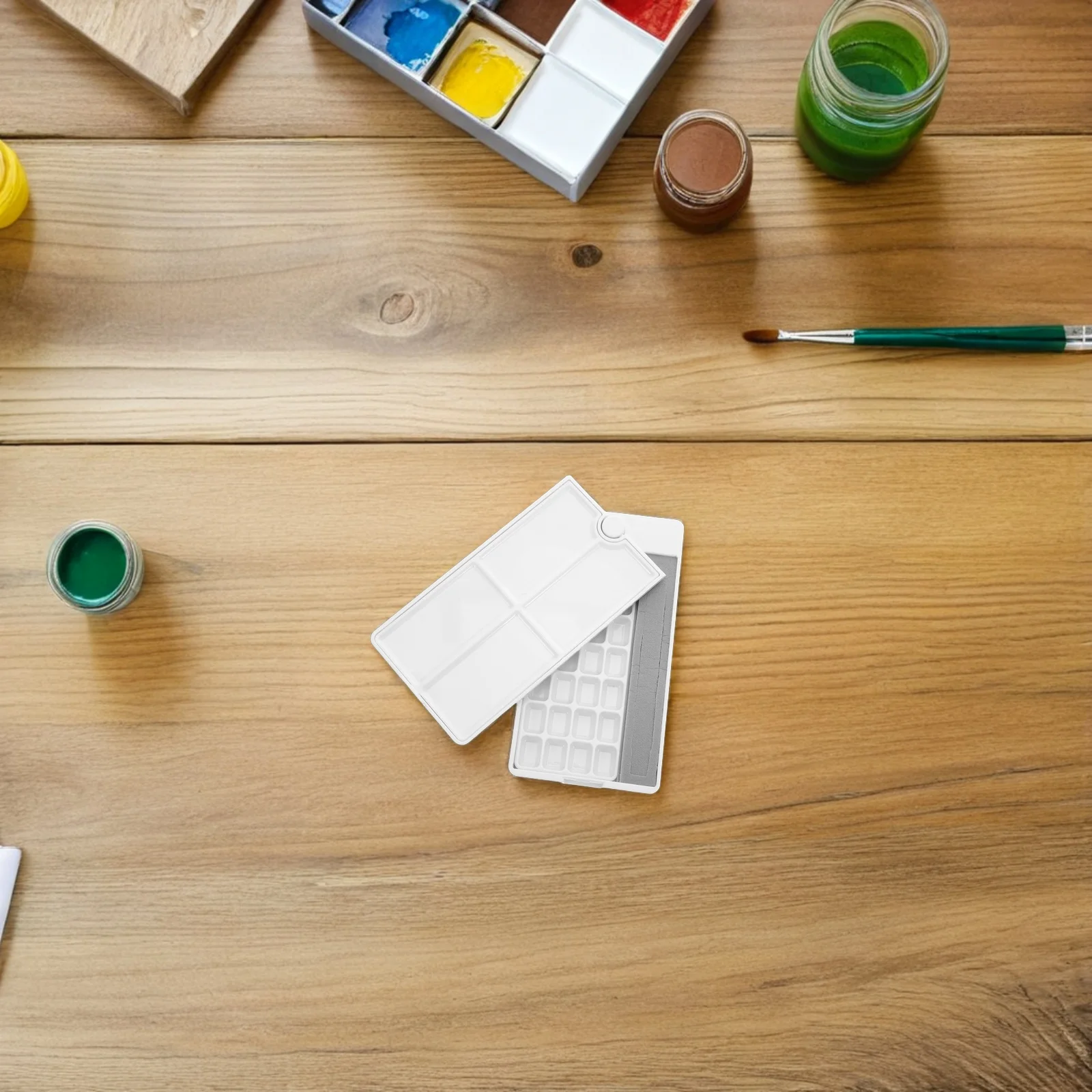 

Rotation Watercolor Palette Box With Lid Portable Travel Paint Palette Set For Mixing Gouache Acrylic Art Outdoor