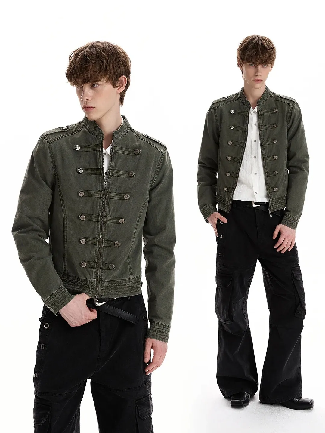 Modern Retro French Napoleon Court Style Men's Slim Fit Cotton Polyester Jacket with Buttons Short Length Autumn Outerwear