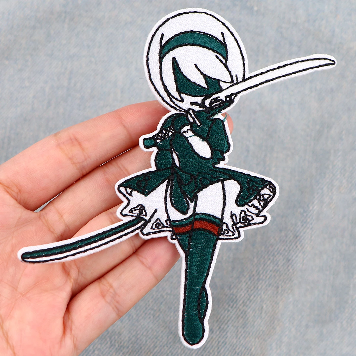 

2B Clothes Patches Anime Game Embroidered Diy Iron on Patches for Clothing Jacket Badges Sewing Stickers Applique Punk Patches