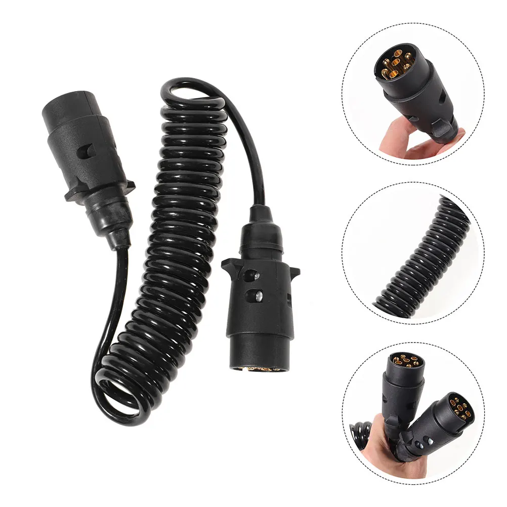 

Durable Coiled Wire Kit Black Electrical Power Coil Cable For Trailer Light Extension Wiring Harness Towing Vehicles Trailer