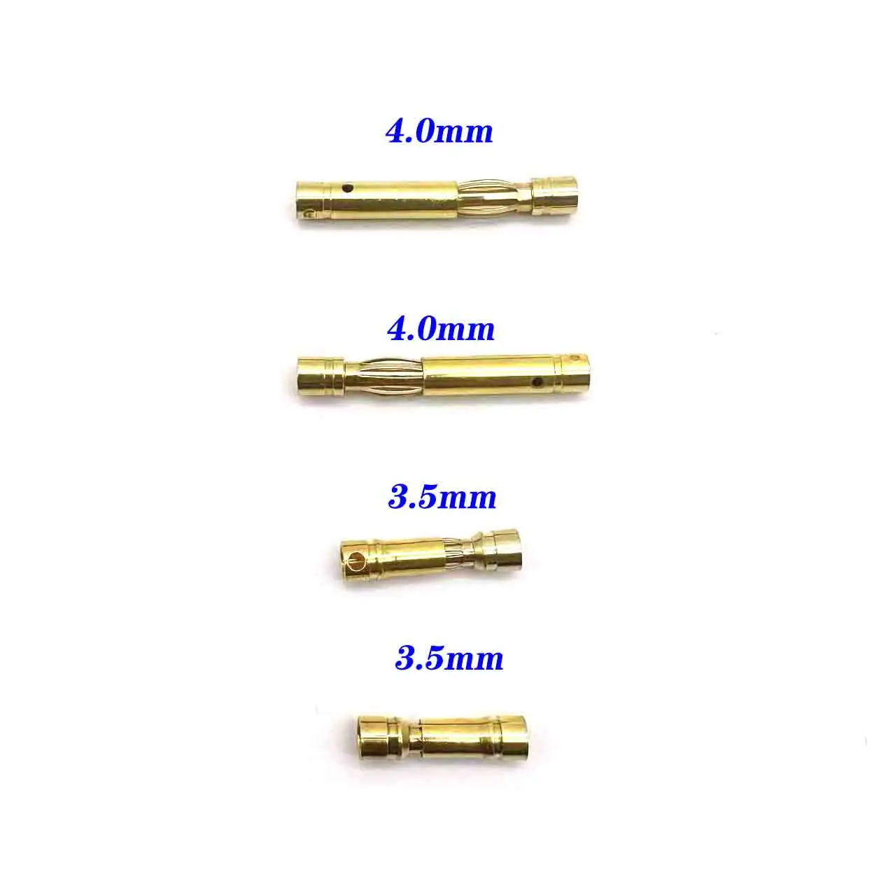 

100pcs Gold Plated Brass 3.5mm 4mm male female Banana Connector Plug Bullet ESC Lipo RC Battery Plugs