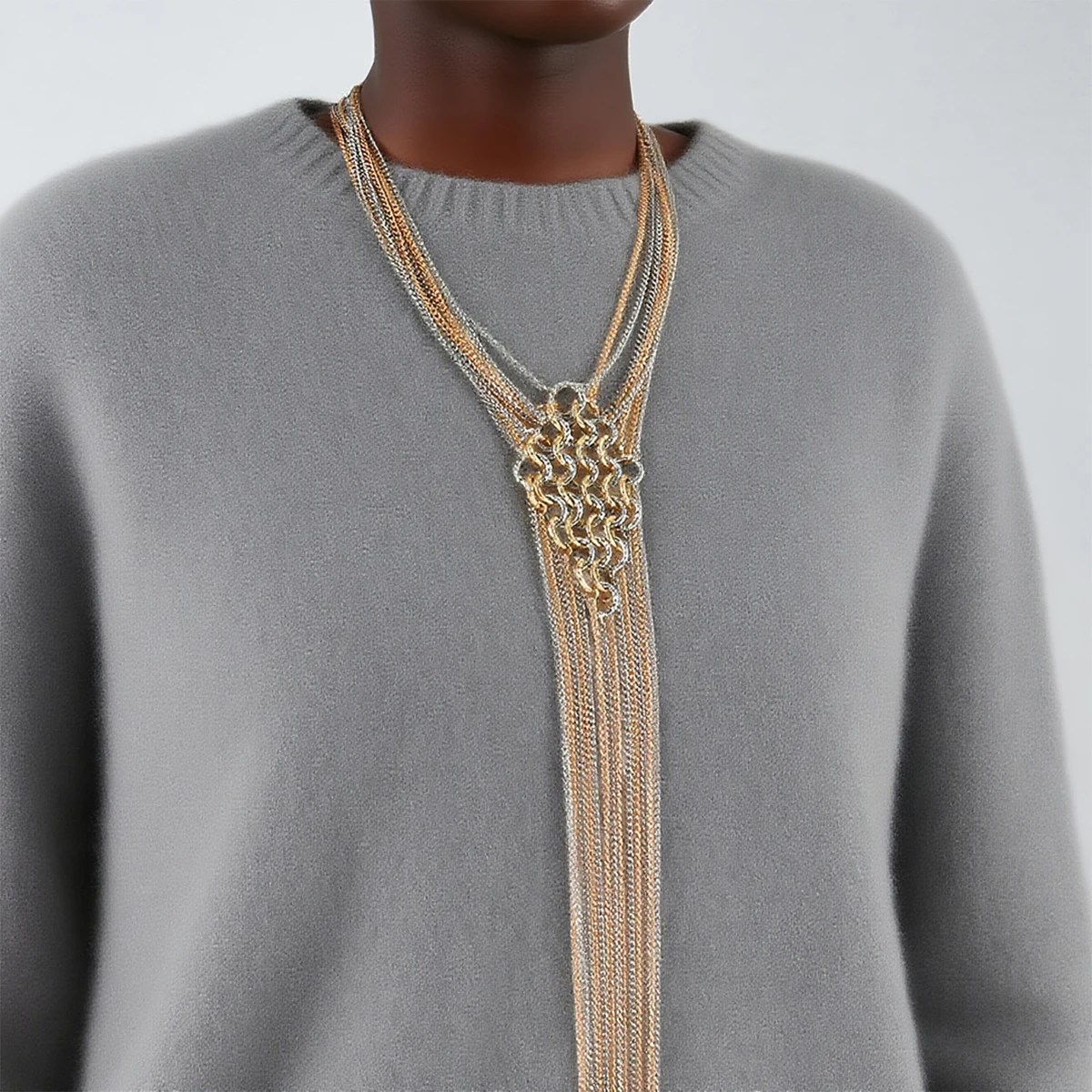 

ZAA Multilayer Vintage Metal Chains Choker Necklaces for Women Fashion Long Tassels Necklace Statement Jewelry Neck Accessories