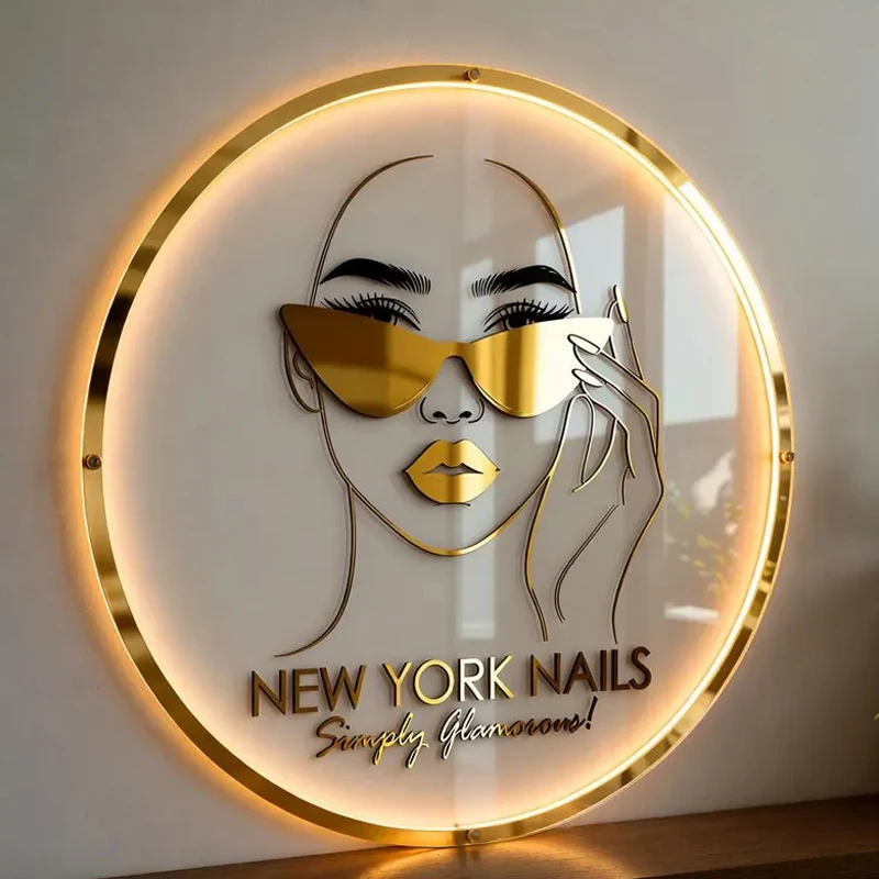 

Personalized Backlit Business Logo Sign 3D Acrylic Custom Logo led sign Round Sign for Office/Beauty Salon/Bar Logo Wall Sign