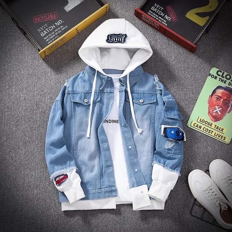 

Men Women Denim Jacket Streetwear Hip Hop Men's Hooded Jean Jackets Male Casual Loose Outerwear New Spring Fashion Slim Fit Coat