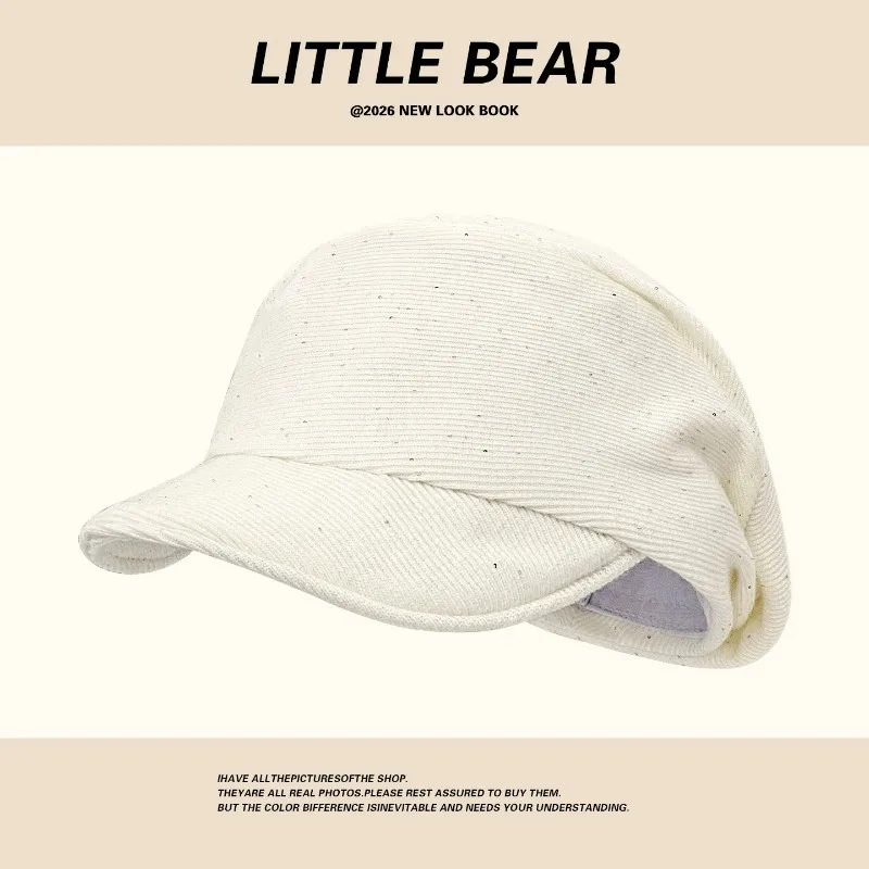 Japanese Retro Pleated Sequined Berets for Women Spring Autumn Street Leisure Versatile Show Face Small Elegant Painter's Hats