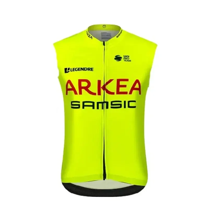 Windproof 2022 ARKEA SAMSIC TEAM FLUO Sleeveless Cycling Jacket Vest Gilet Mtb Clothing Bicycle Maillot Ciclismo