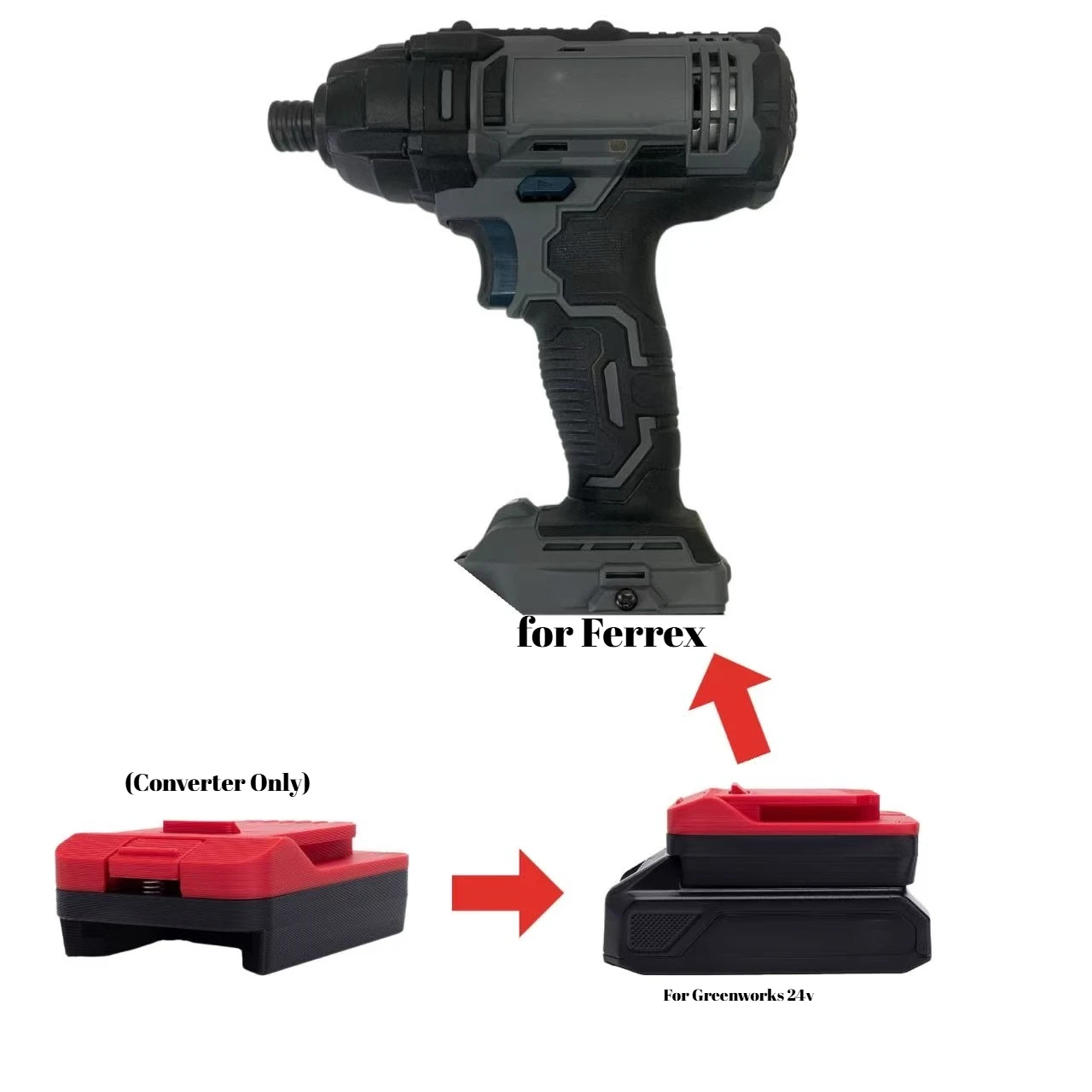

Batteries Converter For Greenworks 24v Lithium Adapter Convert To Ferrex 20V Tool Adapter ( without battery and tools)