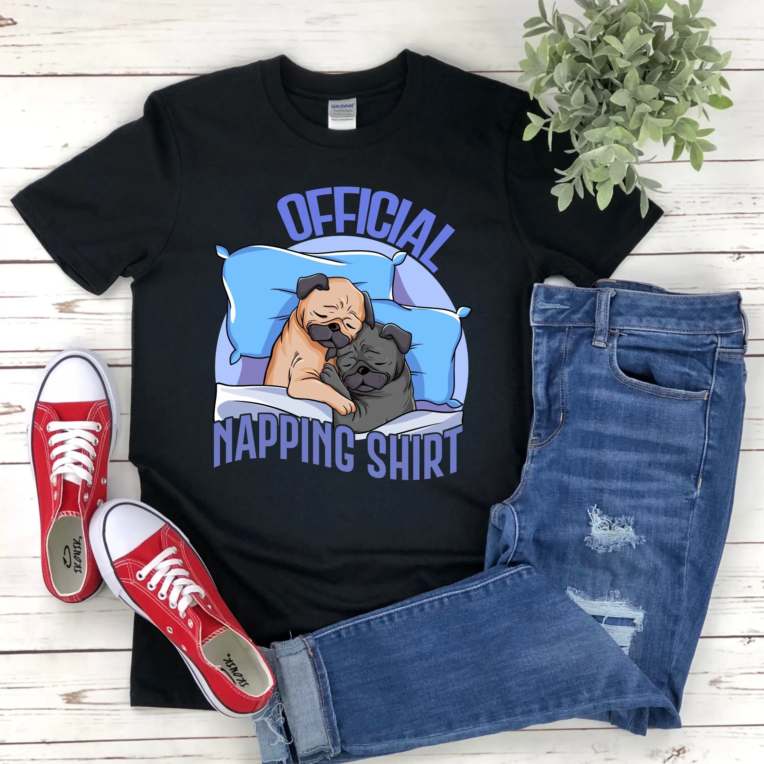 Sleeping Pug Dog Life Lover T Shirt Pet Owners Official Napping Puppies Rescue Doggy Doggo Matching Pyjama Outfit