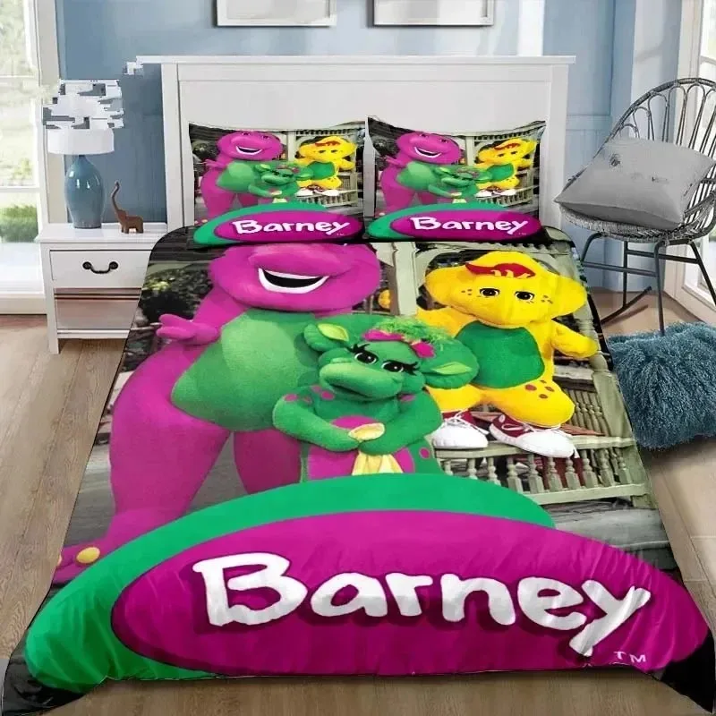 

3D Print Barney Cartoon Friends Bedding Set Bedroom Soft Modern Bedspreads Comefortable Duvet Cover Quilt Cover And Pillowcase