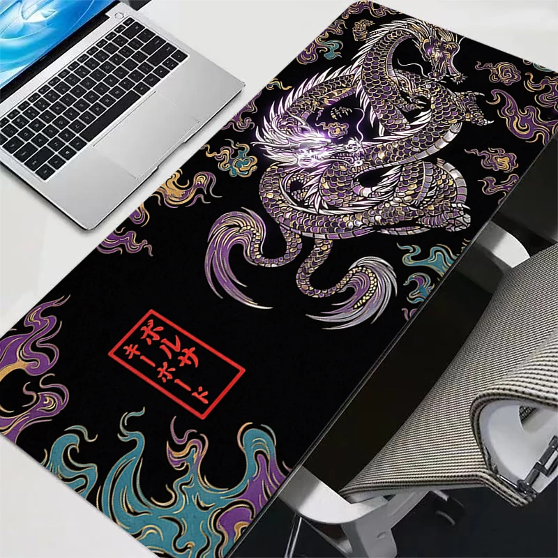 Japanese Dragon Gaming Mousepad Big Computer Rug Gamer Mouse Pad Natural Rubber With Locking Edge Gaming Mouse Mat XXL
