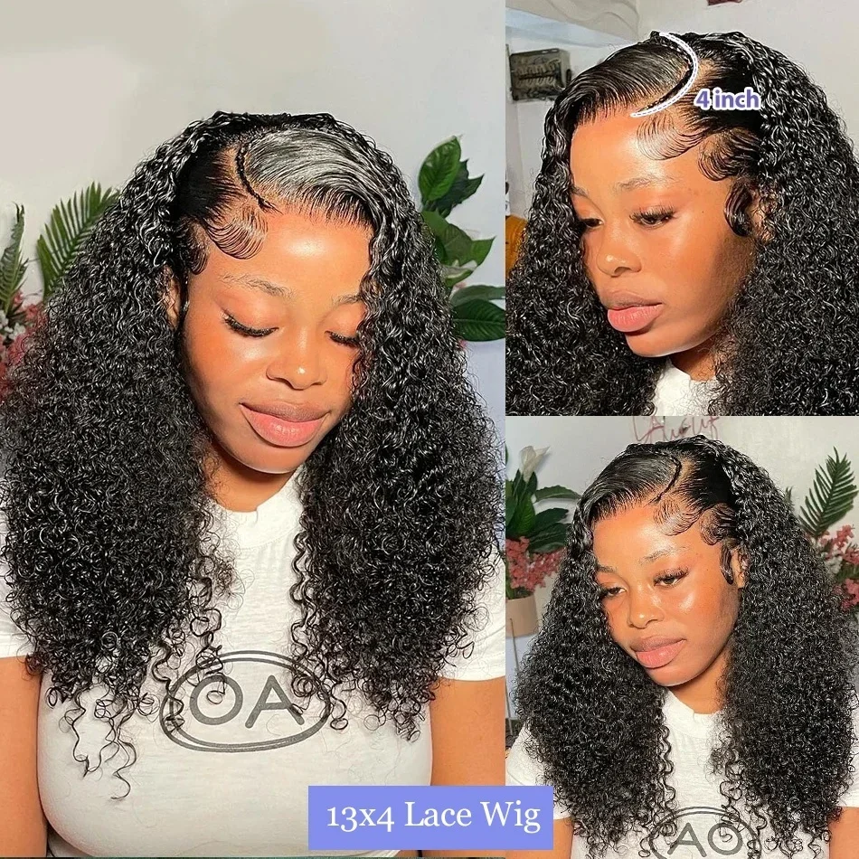 13x4 4X4 Curly Short Bob Lace Front Human Hair Wigs For Women Pre Plucked Bob Lace Frontal Deep Wave 100% Human Hair Wig16 18 In image 4
