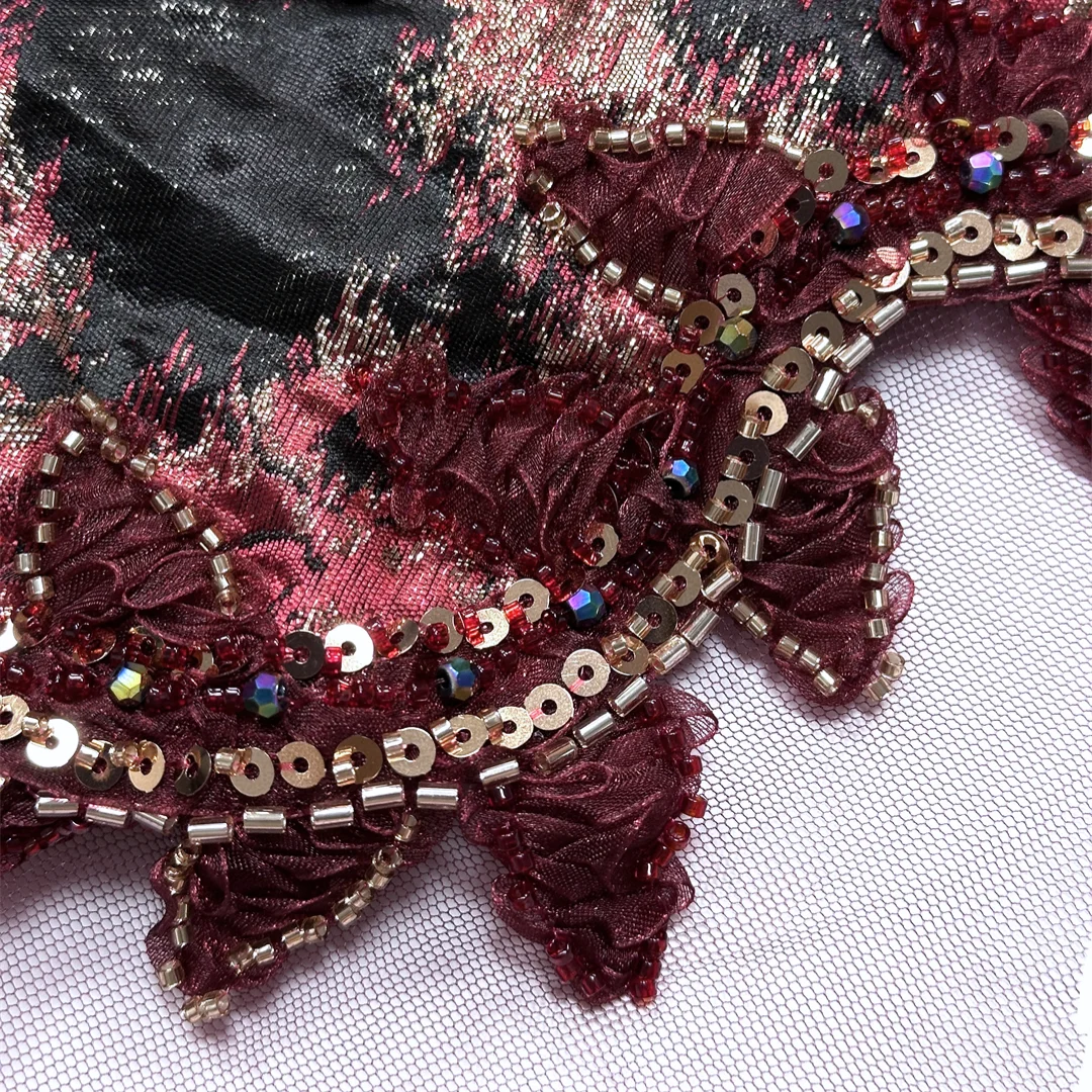 

5 ярдов, высокое качество, французский тюль, жаккардовая кружевная ткань, блестки, вышивка бисером, трубчатая вышивка для шитья, свадебная ткань, жаккардовый тюль