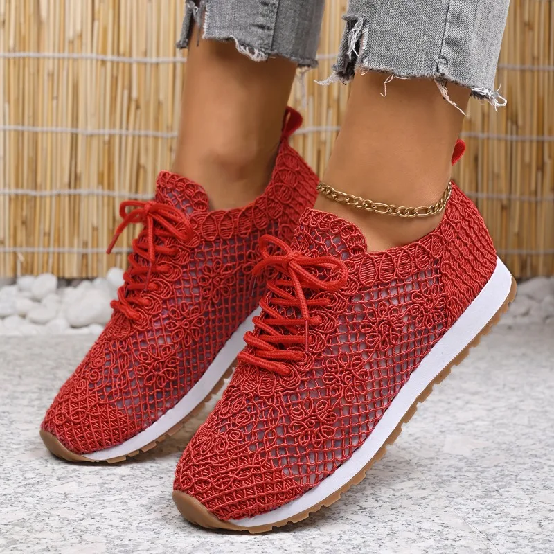 

2025 New Women's Casual Comfortable Flats Sports Shoes Mesh Breathable Trainers Ladies Shoes Platform Female Sneakers for Women
