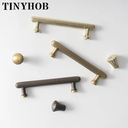 3 Colors Cupboard Handles Solid Brass Cabinet Knobs American Style Retro Bronze Drawer Knob Nordic Furniture Kitchen Accessories