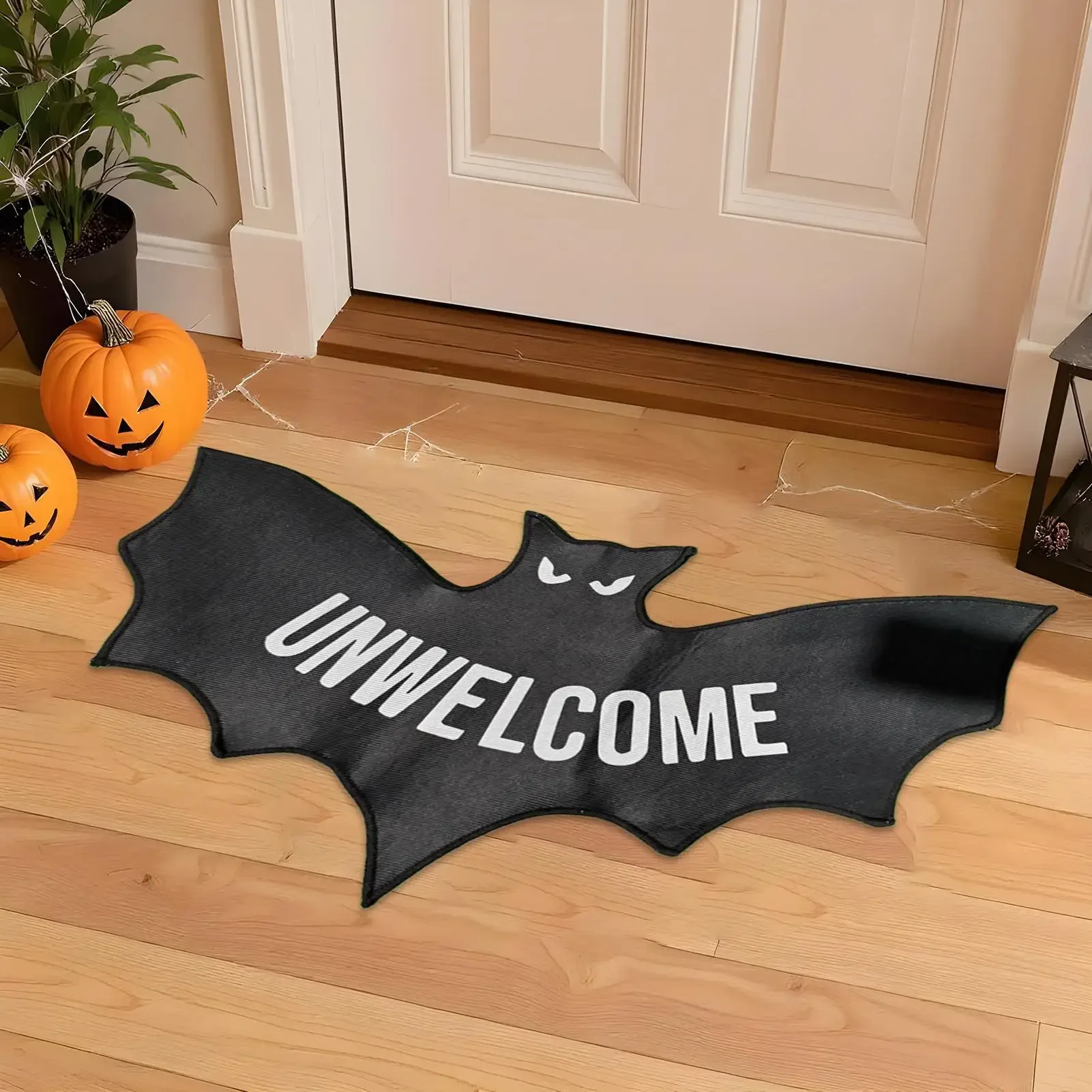 ممسحة ممسحة الهالوين القوطية من VIKAMA، سجادة الخفافيش غير المرحبة، سجادة مدخل داخلية/خارجية احتفالية، ديكور منزلي متين غير قابل للانزلاق