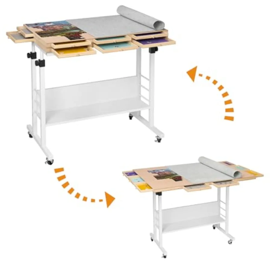 

2000 Piece Foldable Puzzle Board with Height Adjustment, Jigsaw Puzzle Table with 2 Felt Cover and 8 Sorting Trays/Drawers, Puz
