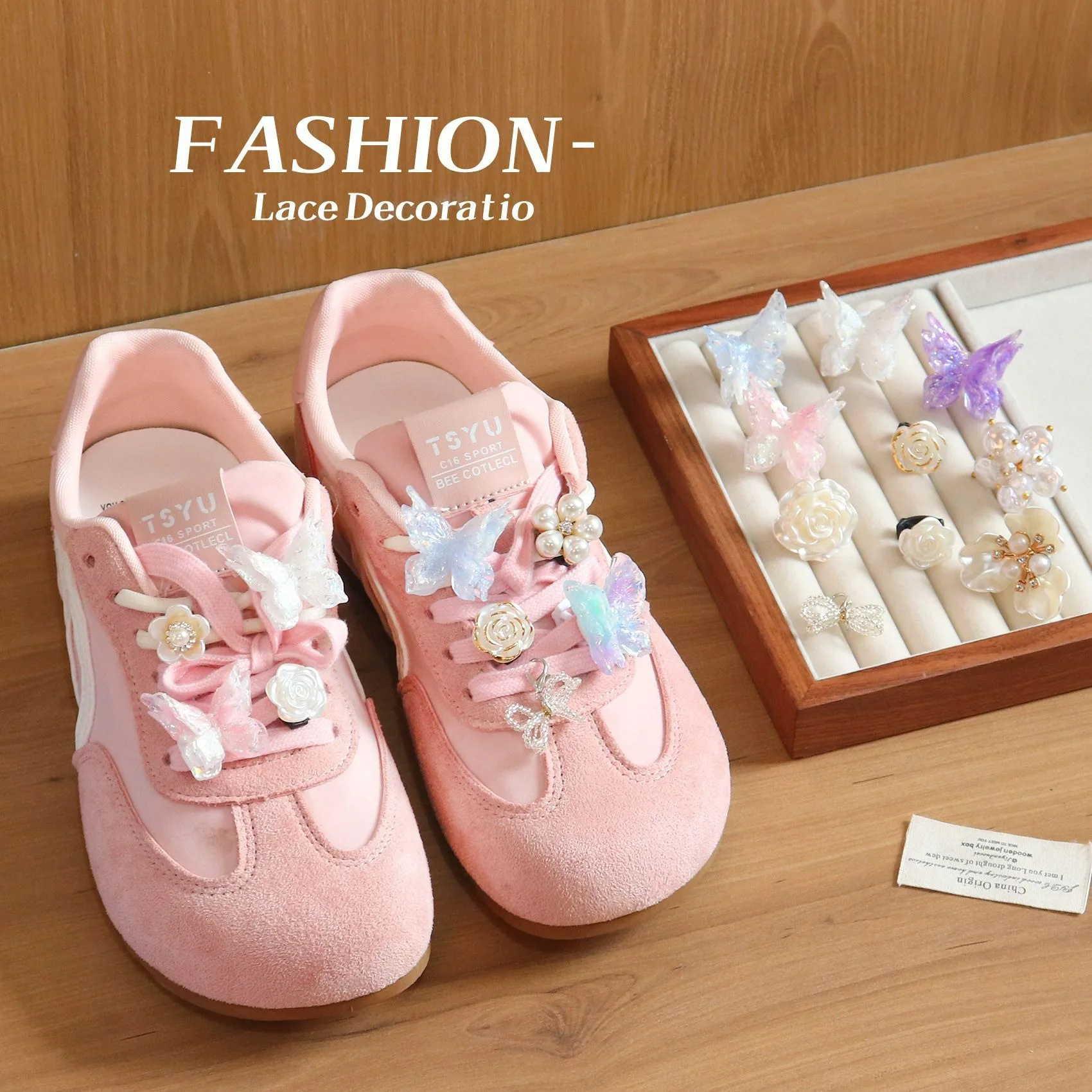 Butterfly Pearl Flower Shoelace Charms Set, Detachable Shiny Butterfly Rose Camellia Shoe Lace Decor Clips DIY Shoe Decoration