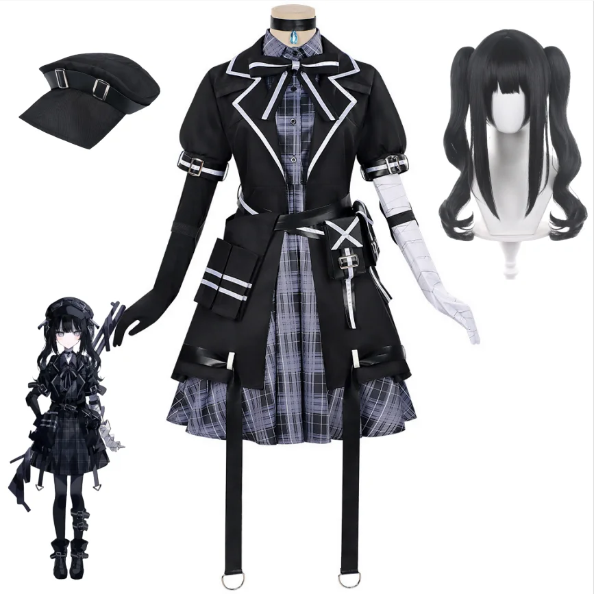 

Game Magical Girl Witch Trials Kurobe Nanoka Cosplay Costume Black Dress Coat Accessories Wig Halloween Anime Convention Costume