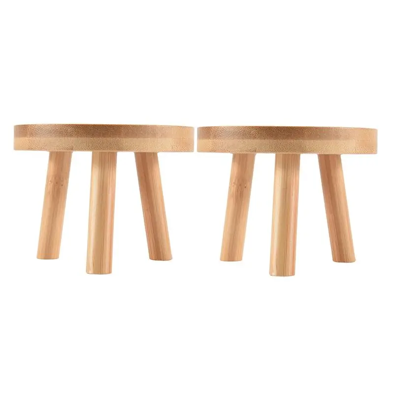 

Деревянная подставка для растений B03C-2X, круглая полка для цветов, высокая подставка-табурет для балкона, для суккулентов, для дома и улицы