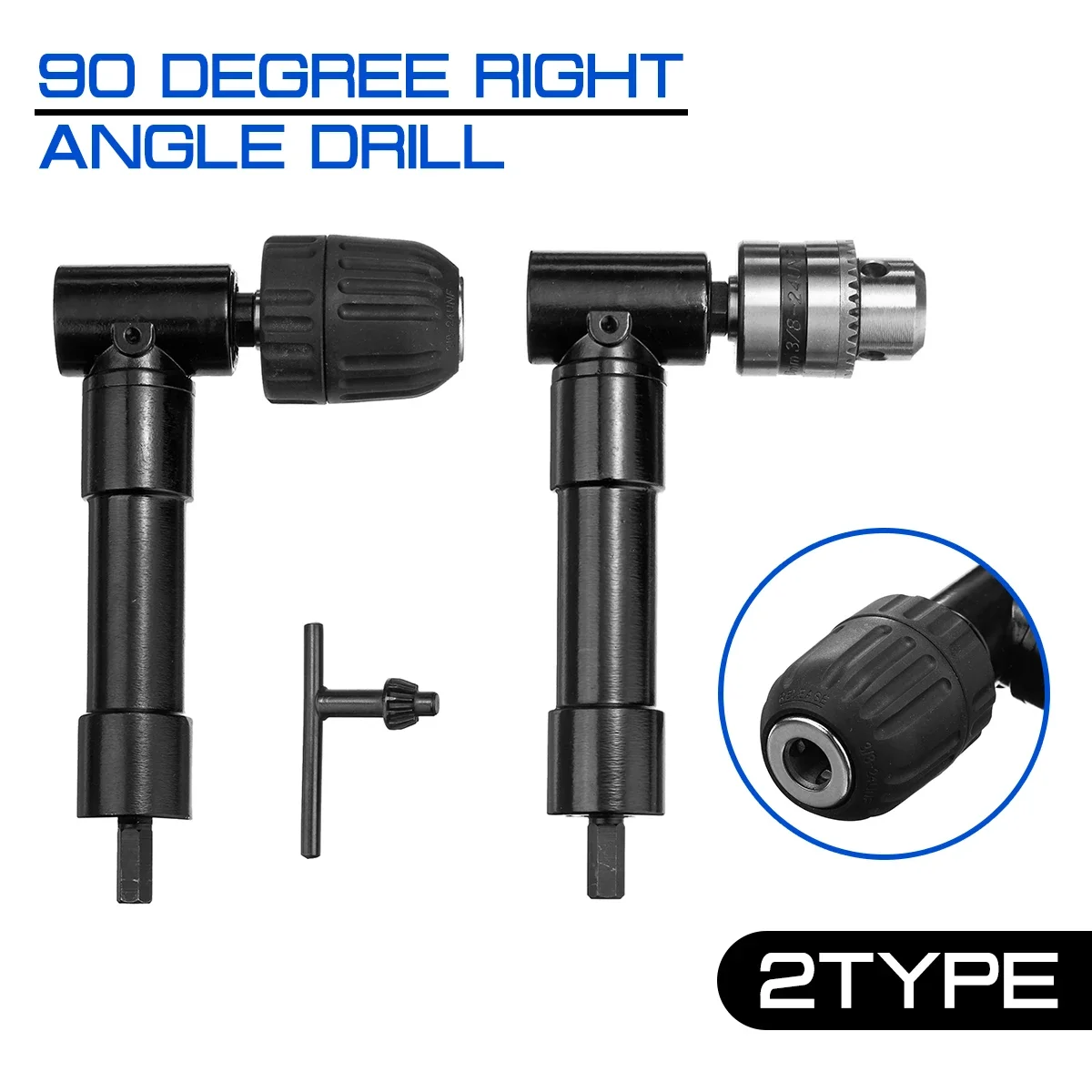 90 Degree Drill Right Angle Bend Extension Adaptor Right Angle Electric drill Keyless three-jaw chuck corner Impact Adapter