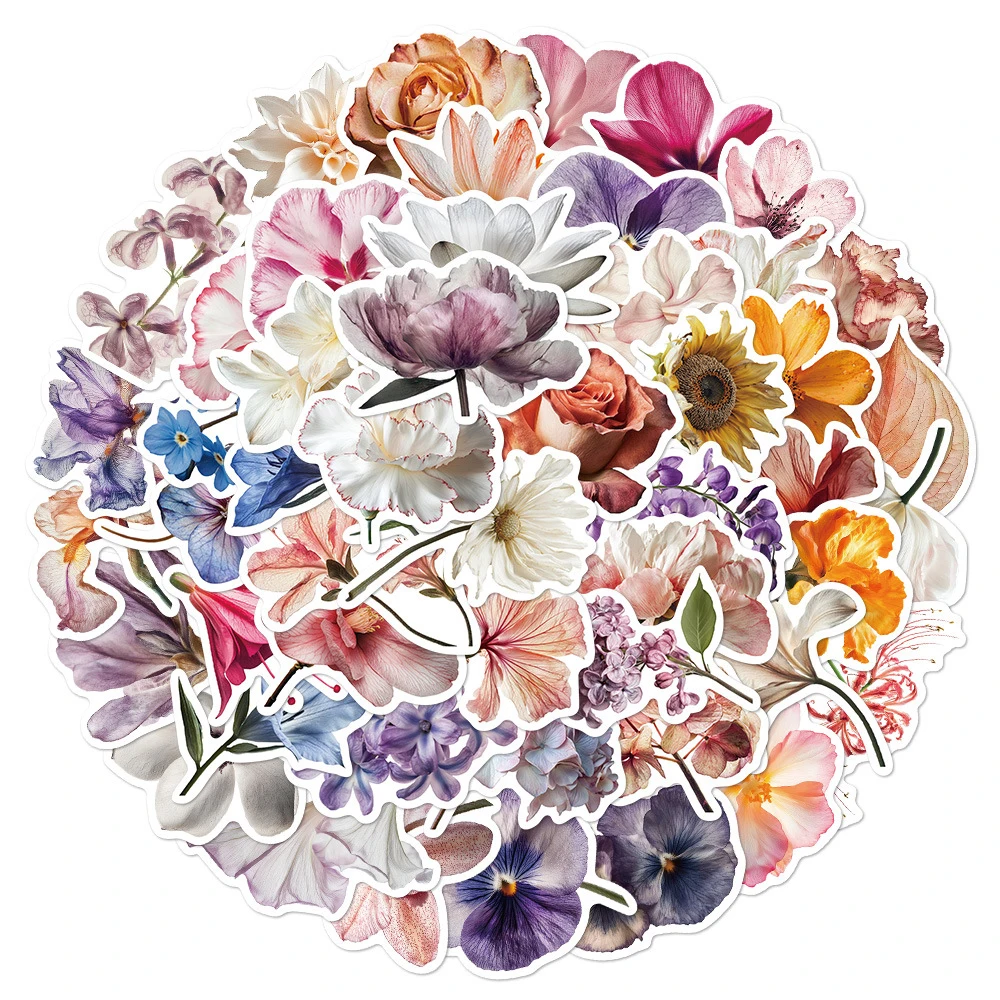 

10/30/50pcs Beautiful Genuine Flowers Graffiti Stickers Aesthetic Landscape Decals Suitcase Diary Phone Guitar Sticker Packing
