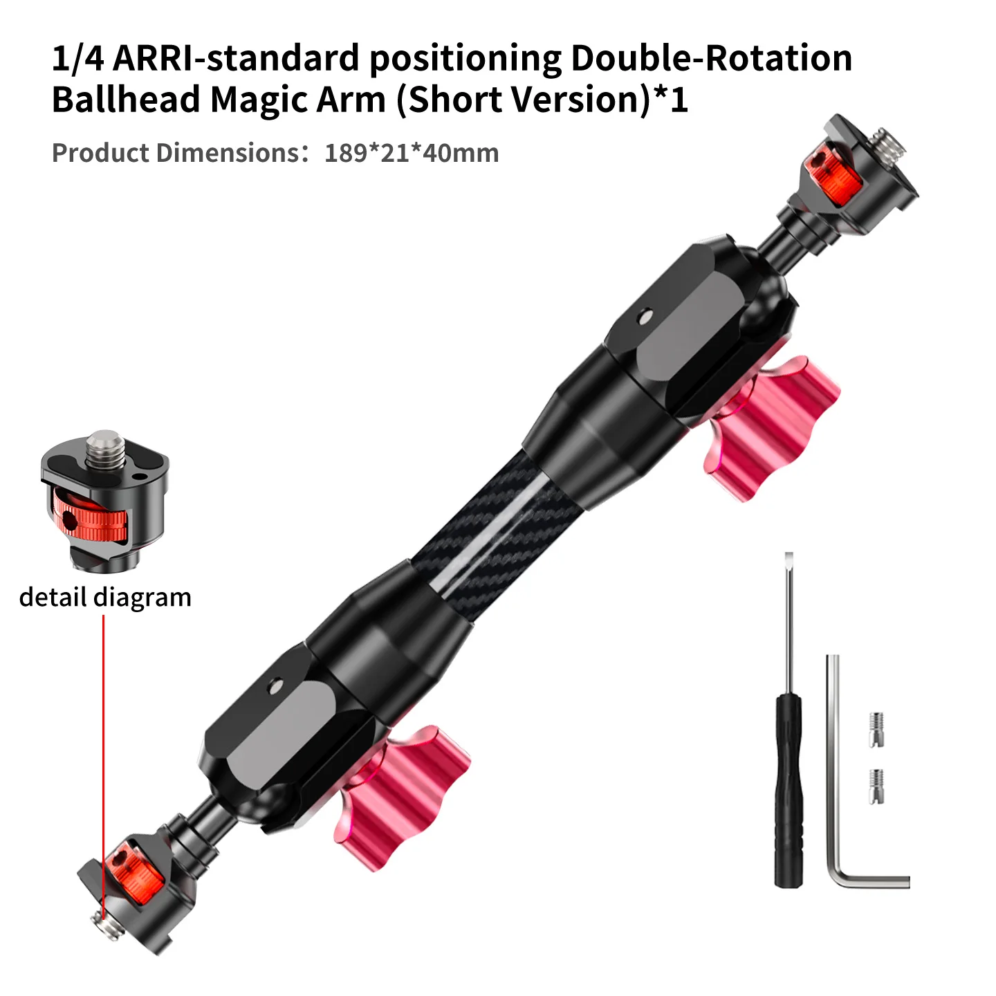 

Universal 17mm Ball Head Aluminum Extension Rod Magic Arm with Dual 1/4 Arri Locating Screw for DSLR Camera Cage Monitor Mount
